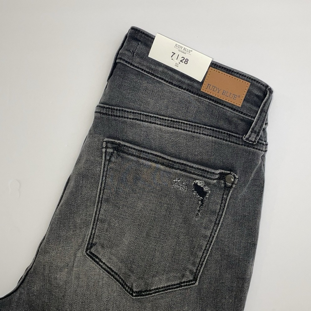 NEW Judy Blue Boyfriend Fit Jeans Womens 7/28 Black Stretch High Waist JB82296BK